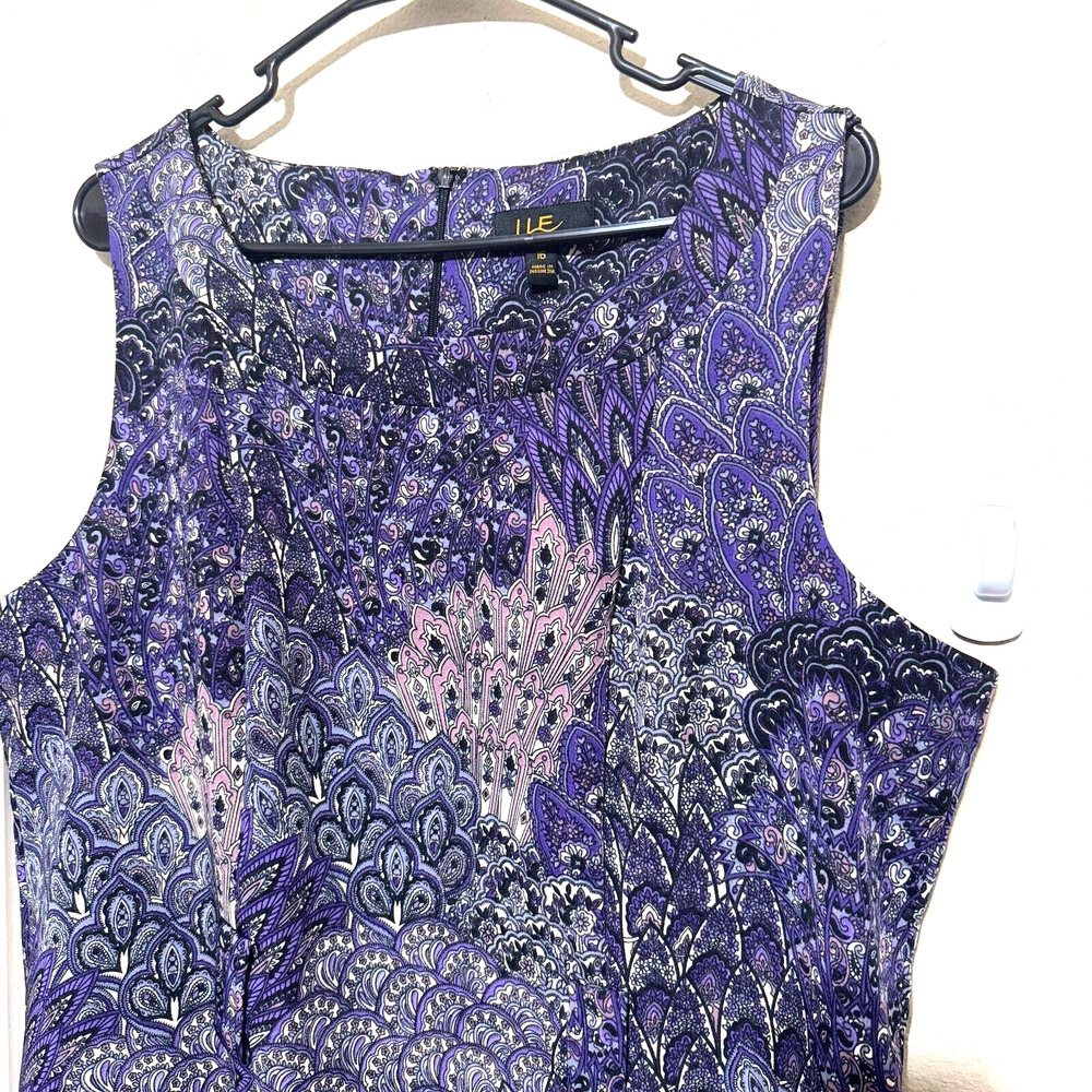 Sleeveless Purple Patterned Midi Dress - Picture 2 of 10
